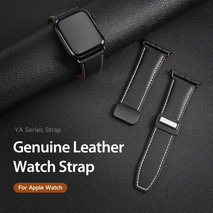 For Apple Watch Series 8 41mm DUX DUCIS YA Series Magnetic Buckle Genuine Leather Watch Band(Black) - Watch Bands by DUX DUCIS | Online Shopping UK | buy2fix