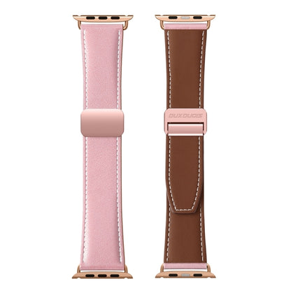 For Apple Watch Series 8 45mm DUX DUCIS YA Series Magnetic Buckle Genuine Leather Watch Band(Pink) - Watch Bands by DUX DUCIS | Online Shopping UK | buy2fix