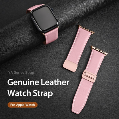 For Apple Watch Series 7 41mm DUX DUCIS YA Series Magnetic Buckle Genuine Leather Watch Band(Pink) - Watch Bands by DUX DUCIS | Online Shopping UK | buy2fix