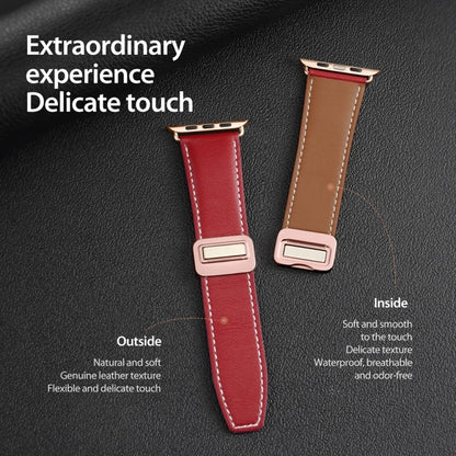 For Apple Watch SE 40mm DUX DUCIS YA Series Magnetic Buckle Genuine Leather Watch Band(Red) - Watch Bands by DUX DUCIS | Online Shopping UK | buy2fix