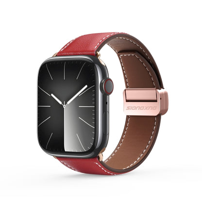 For Apple Watch Series 5 40mm DUX DUCIS YA Series Magnetic Buckle Genuine Leather Watch Band(Red) - Watch Bands by DUX DUCIS | Online Shopping UK | buy2fix