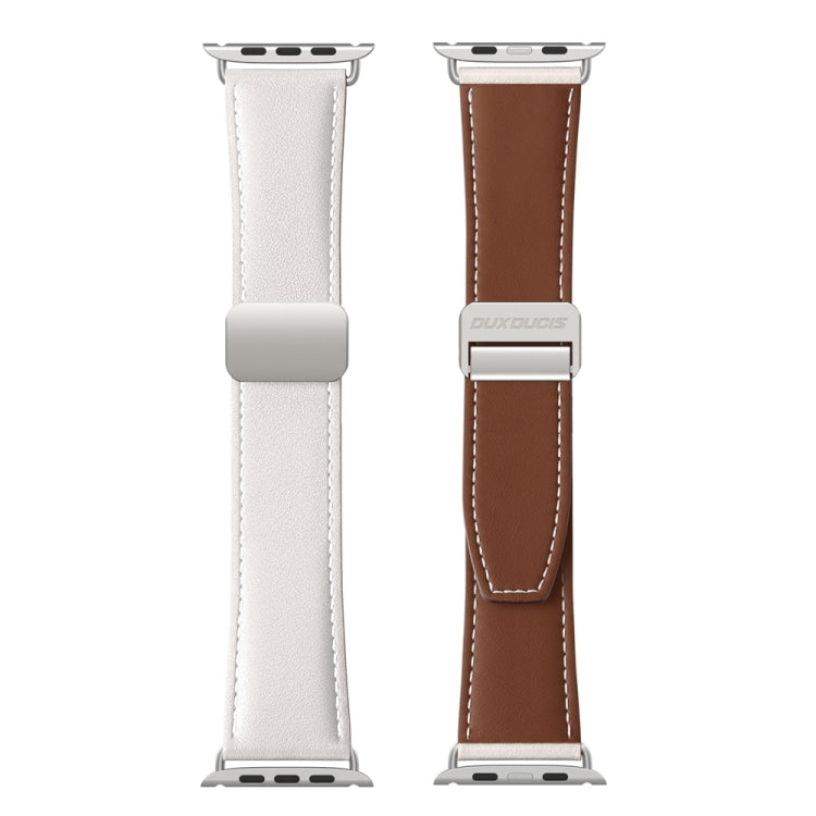 For Apple Watch Series 3 38mm DUX DUCIS YA Series Magnetic Buckle Genuine Leather Watch Band(White) - Watch Bands by DUX DUCIS | Online Shopping UK | buy2fix