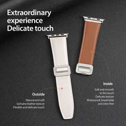 For Apple Watch Series 3 38mm DUX DUCIS YA Series Magnetic Buckle Genuine Leather Watch Band(White) - Watch Bands by DUX DUCIS | Online Shopping UK | buy2fix