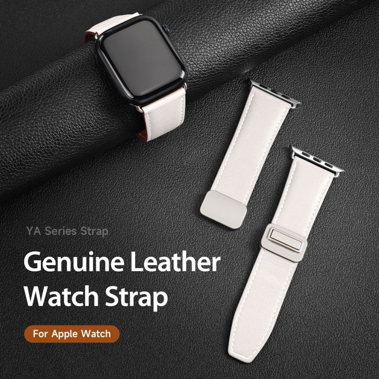 For Apple Watch Series 2 42mm DUX DUCIS YA Series Magnetic Buckle Genuine Leather Watch Band(White) - Watch Bands by DUX DUCIS | Online Shopping UK | buy2fix