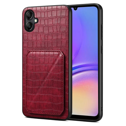 For Samsung Galaxy A05 Denior Imitation Crocodile Leather Back Phone Case with Holder(Rose Red) - Galaxy Phone Cases by Denior | Online Shopping UK | buy2fix