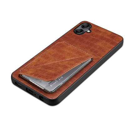 For Samsung Galaxy A70 Denior Imitation Crocodile Leather Back Phone Case with Holder(Brown) - Galaxy Phone Cases by Denior | Online Shopping UK | buy2fix