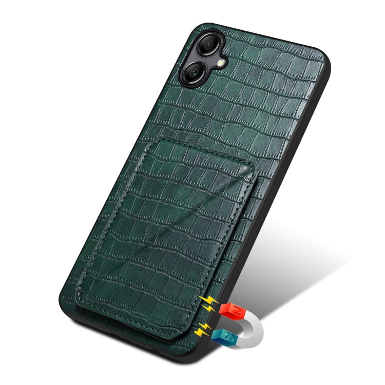 For Samsung Galaxy S21 FE 5G Denior Imitation Crocodile Leather Back Phone Case with Holder(Green) - Galaxy Phone Cases by Denior | Online Shopping UK | buy2fix