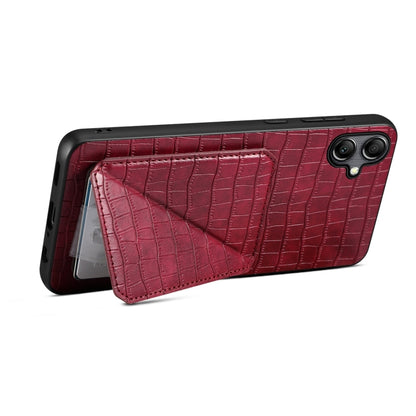 For Samsung Galaxy S23 5G Denior Imitation Crocodile Leather Back Phone Case with Holder(Rose Red) - Galaxy S23 5G Cases by Denior | Online Shopping UK | buy2fix