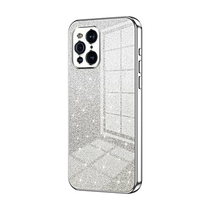 For OPPO Find X3 / Find X3 Pro Gradient Glitter Powder Electroplated Phone Case(Silver) - OPPO Cases by buy2fix | Online Shopping UK | buy2fix