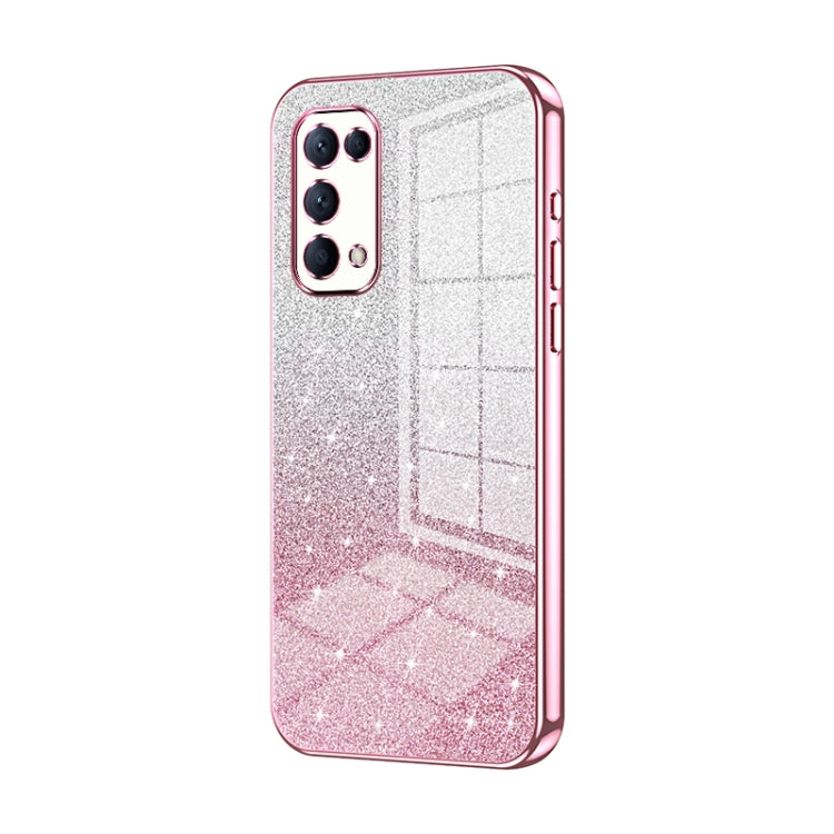 For OPPO Reno5 4G/5G / Reno5 K Gradient Glitter Powder Electroplated Phone Case(Pink) - OPPO Cases by buy2fix | Online Shopping UK | buy2fix