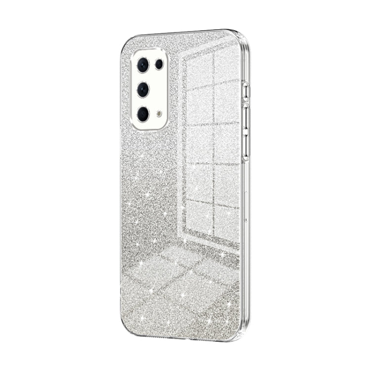 For OPPO Reno5 4G/5G / Reno5 K Gradient Glitter Powder Electroplated Phone Case(Transparent) - OPPO Cases by buy2fix | Online Shopping UK | buy2fix