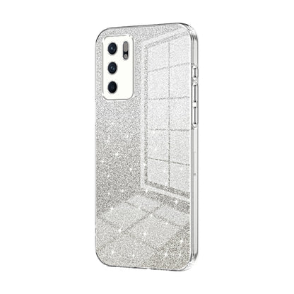 For OPPO Reno6 Indian / Malay Gradient Glitter Powder Electroplated Phone Case(Transparent) - OPPO Cases by buy2fix | Online Shopping UK | buy2fix