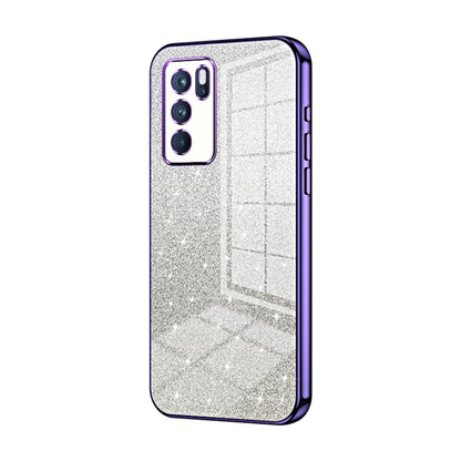 For OPPO Reno6 Pro Indian  Gradient Glitter Powder Electroplated Phone Case(Purple) - OPPO Cases by buy2fix | Online Shopping UK | buy2fix