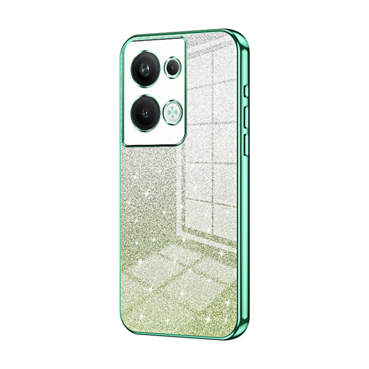For OPPO Reno9 Pro+ Gradient Glitter Powder Electroplated Phone Case(Green) - OPPO Cases by buy2fix | Online Shopping UK | buy2fix