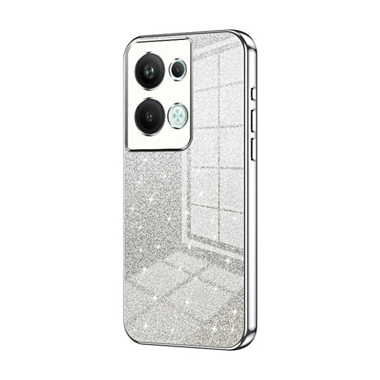 For OPPO Reno9 Pro+ Gradient Glitter Powder Electroplated Phone Case(Silver) - OPPO Cases by buy2fix | Online Shopping UK | buy2fix