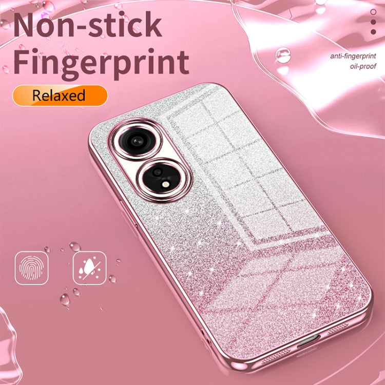 For OPPO A57 5G Gradient Glitter Powder Electroplated Phone Case(Transparent) - OPPO Cases by buy2fix | Online Shopping UK | buy2fix