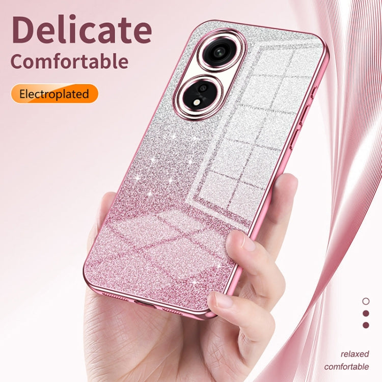 For OPPO Reno8 Gradient Glitter Powder Electroplated Phone Case(Pink) - OPPO Cases by buy2fix | Online Shopping UK | buy2fix