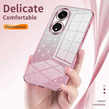 For OPPO A72 5G / A73 5G Gradient Glitter Powder Electroplated Phone Case(Pink) - OPPO Cases by buy2fix | Online Shopping UK | buy2fix