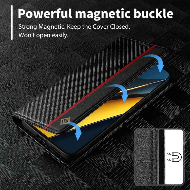 For Xiaomi Poco X6 Pro 5G LC.IMEEKE Carbon Fiber Texture Flip Leather Phone Case(Vertical Black) - Xiaomi Cases by LC.IMEEKE | Online Shopping UK | buy2fix