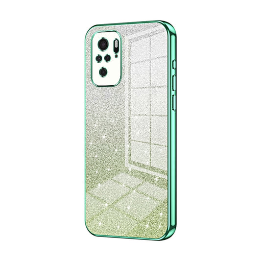 For Xiaomi Redmi Note 10/Note 10S Gradient Glitter Powder Electroplated Phone Case(Green) - Xiaomi Cases by buy2fix | Online Shopping UK | buy2fix