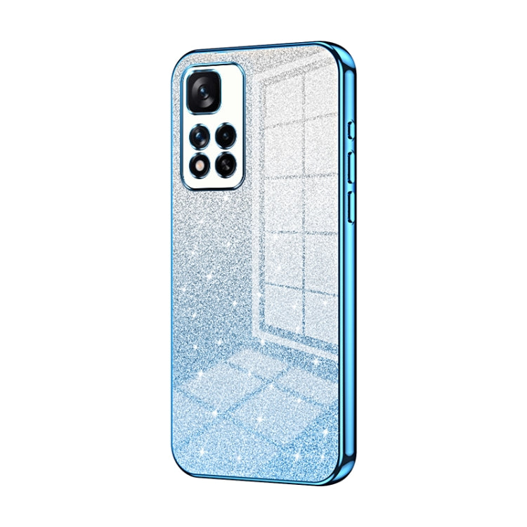 For Xiaomi Redmi Note 11 Pro+ 5G Gradient Glitter Powder Electroplated Phone Case(Blue) - Xiaomi Cases by buy2fix | Online Shopping UK | buy2fix