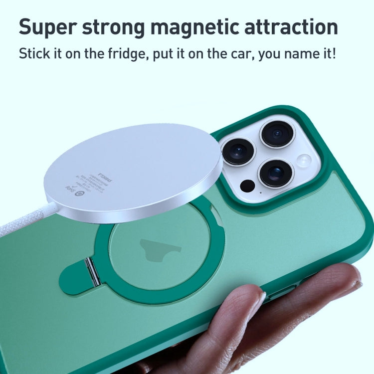 For iPhone 12 MagSafe Magnetic Holder Phone Case(Dark Green) - iPhone 12 / 12 Pro Cases by buy2fix | Online Shopping UK | buy2fix