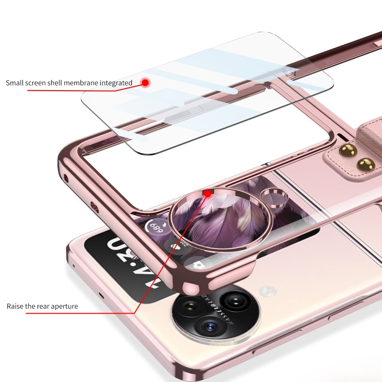 For OPPO Find N3 Flip GKK Electroplating Phone Case with Ring(Pink) - Find N3 Flip Cases by GKK | Online Shopping UK | buy2fix