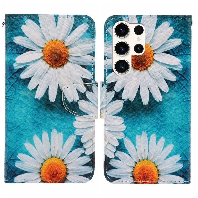 For Samsung Galaxy S24 Ultra 5G Colored Drawing Pattern Leather Phone Case(Daisy) - Galaxy S24 Ultra 5G Cases by buy2fix | Online Shopping UK | buy2fix