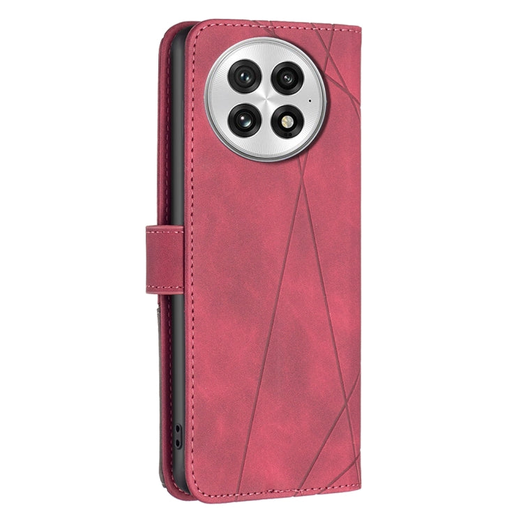 For OnePlus 13 BF05 Magnetic Buckle Rhombus Texture Leather Phone Case(Red) - OnePlus Cases by buy2fix | Online Shopping UK | buy2fix