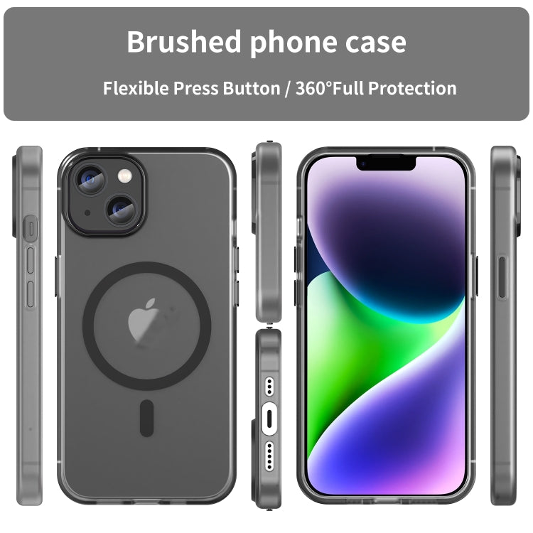 For iPhone 16 MagSafe Frosted Translucent TPU + PC Full Coverage Phone Case(Black) - iPhone 16 Cases by buy2fix | Online Shopping UK | buy2fix