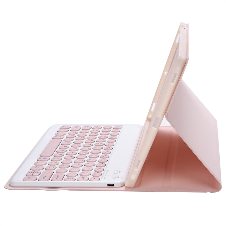 For Samsung Galaxy Tab S9 FE Candy Color TPU Round Keycap Bluetooth Keyboard Leather Case with Pen Slot(Pink) - Samsung Keyboard by buy2fix | Online Shopping UK | buy2fix