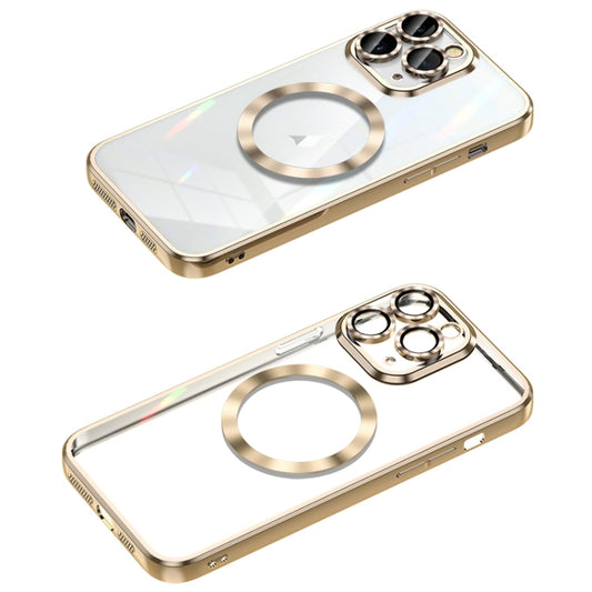 For iPhone 11 Pro Max MagSafe CD Texture Metal Lens Frame Full Coverage Phone Case(Gold) - iPhone 11 Pro Max Cases by buy2fix | Online Shopping UK | buy2fix