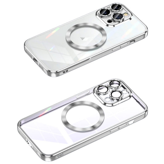 For iPhone 12 Pro Max MagSafe CD Texture Metal Lens Frame Full Coverage Phone Case(Silver) - iPhone 12 Pro Max Cases by buy2fix | Online Shopping UK | buy2fix