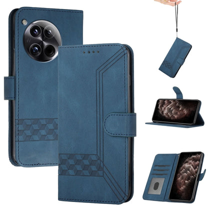 Cubic Skin Feel Flip Leather Phone Case For OnePlus 12(Blue) - OnePlus Cases by buy2fix | Online Shopping UK | buy2fix