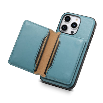 For iPhone 12 Pro Denior Cowhide Texture Leather MagSafe Detachable Wallet Phone Case(Blue) - iPhone 12 / 12 Pro Cases by Denior | Online Shopping UK | buy2fix