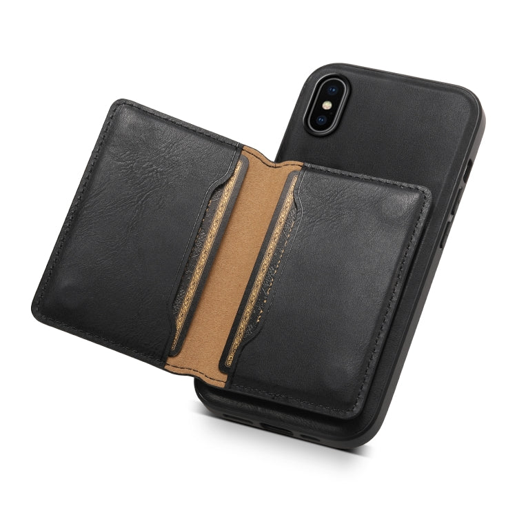 For iPhone X / XS Denior Cowhide Texture Leather MagSafe Detachable Wallet Phone Case(Black) - More iPhone Cases by Denior | Online Shopping UK | buy2fix