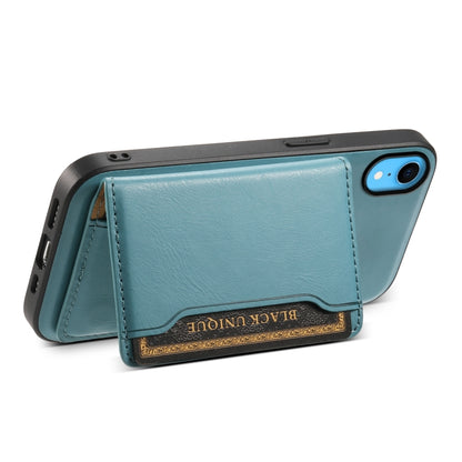 For iPhone XR Denior Cowhide Texture Leather MagSafe Detachable Wallet Phone Case(Blue) - More iPhone Cases by Denior | Online Shopping UK | buy2fix