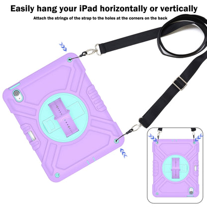 For iPad Air 11 2025 / 2024 X Rotation PC Hybrid Silicone Tablet Case with Strap(Purple Cyan) - iPad Air 11 2025 / 2024 Cases by buy2fix | Online Shopping UK | buy2fix