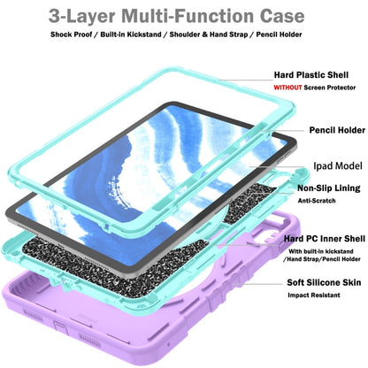 For iPad Air 11 2025 / 2024 X Rotation PC Hybrid Silicone Tablet Case with Strap(Purple Cyan) - iPad Air 11 2025 / 2024 Cases by buy2fix | Online Shopping UK | buy2fix