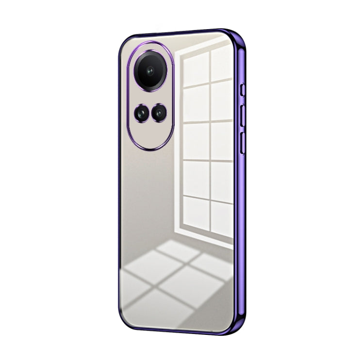 For OPPO Reno10 5G/Reno10 Pro 5G Global Transparent Plating Fine Hole Phone Case(Purple) - OPPO Cases by buy2fix | Online Shopping UK | buy2fix