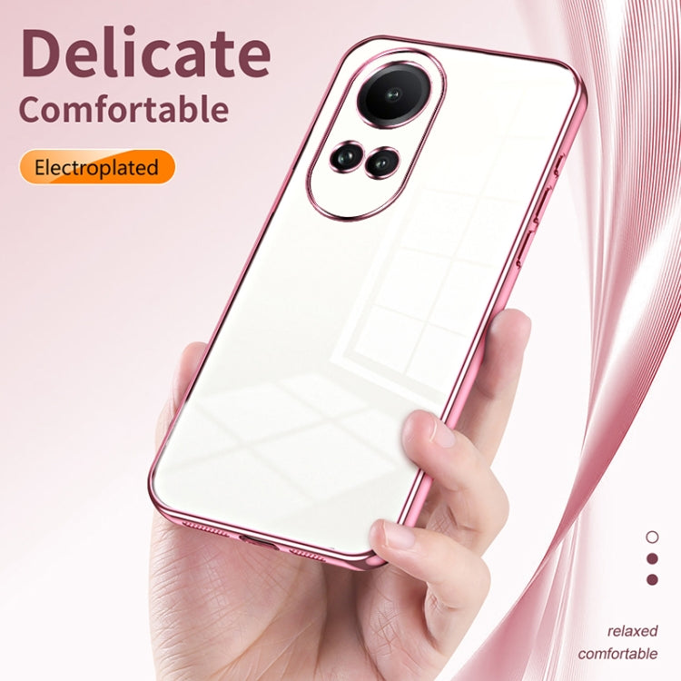 For OPPO Reno10 5G/Reno10 Pro 5G Global Transparent Plating Fine Hole Phone Case(Purple) - OPPO Cases by buy2fix | Online Shopping UK | buy2fix