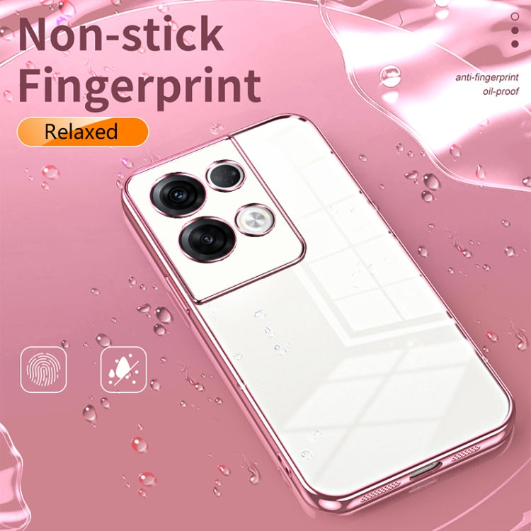 For OPPO Reno8 Pro+ Transparent Plating Fine Hole Phone Case(Blue) - OPPO Cases by buy2fix | Online Shopping UK | buy2fix
