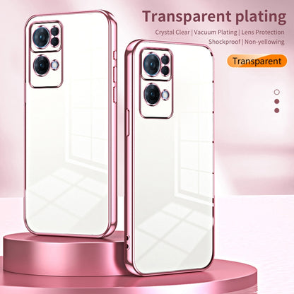 For OPPO Reno7 Pro Transparent Plating Fine Hole Phone Case(Blue) - OPPO Cases by buy2fix | Online Shopping UK | buy2fix