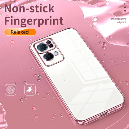 For OPPO Reno7 Pro Transparent Plating Fine Hole Phone Case(Silver) - OPPO Cases by buy2fix | Online Shopping UK | buy2fix