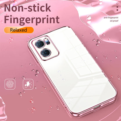 For OPPO Reno7 5G Transparent Plating Fine Hole Phone Case(Silver) - OPPO Cases by buy2fix | Online Shopping UK | buy2fix