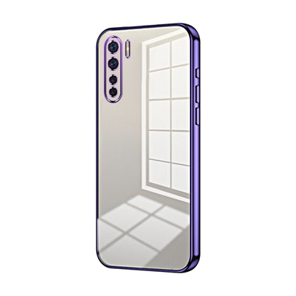 For OPPO A91 Transparent Plating Fine Hole Phone Case(Purple) - OPPO Cases by buy2fix | Online Shopping UK | buy2fix