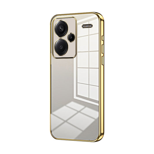 For Xiaomi Redmi Note 13 Pro+ Transparent Plating Fine Hole Phone Case(Gold) - Note 13 Pro+ Cases by buy2fix | Online Shopping UK | buy2fix