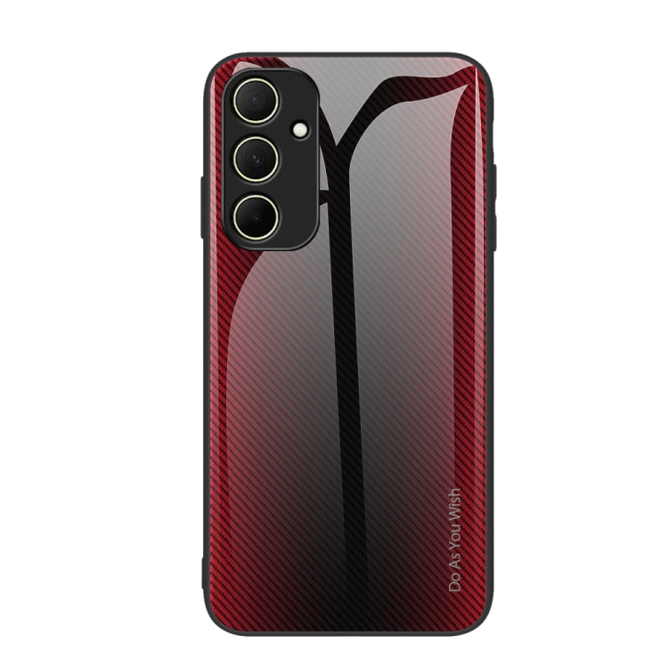 For Samsung Galaxy A55 5G Texture Gradient Glass TPU Phone Case(Red) - Galaxy Phone Cases by buy2fix | Online Shopping UK | buy2fix