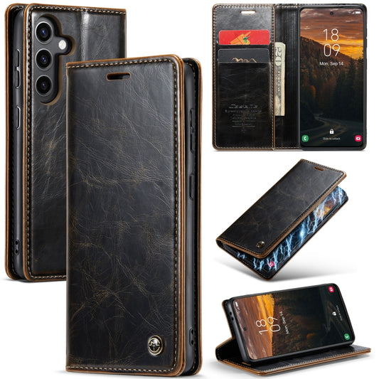 For Samsung Galaxy S24+ 5G CaseMe 003 Crazy Horse Texture Flip Leather Phone Case(Coffee) - Galaxy S24+ 5G Cases by CaseMe | Online Shopping UK | buy2fix