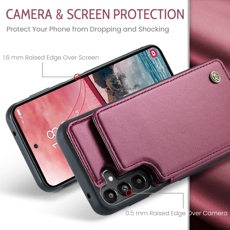 For Samsung Galaxy A55 5G CaseMe C22 PC+TPU Business Style RFID Anti-theft Leather Phone Case(Wine Red) - Galaxy Phone Cases by CaseMe | Online Shopping UK | buy2fix